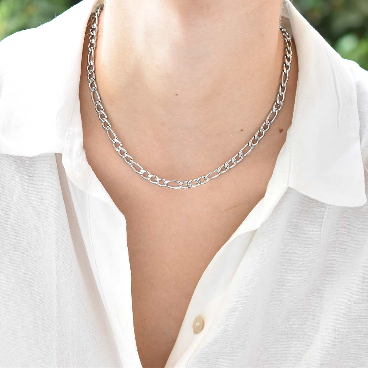 Figaro Chain Silver 6MM Αλυσίδα λαιμού από ανοξείδωτο ατσάλι 316L